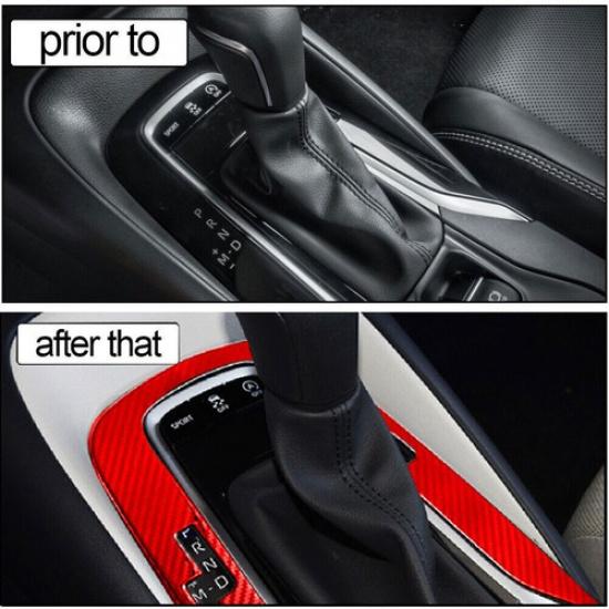 For Toyota Corolla Cover Trim Gear Shifter Out Frame 2014-2018 Red Carbon Fiber