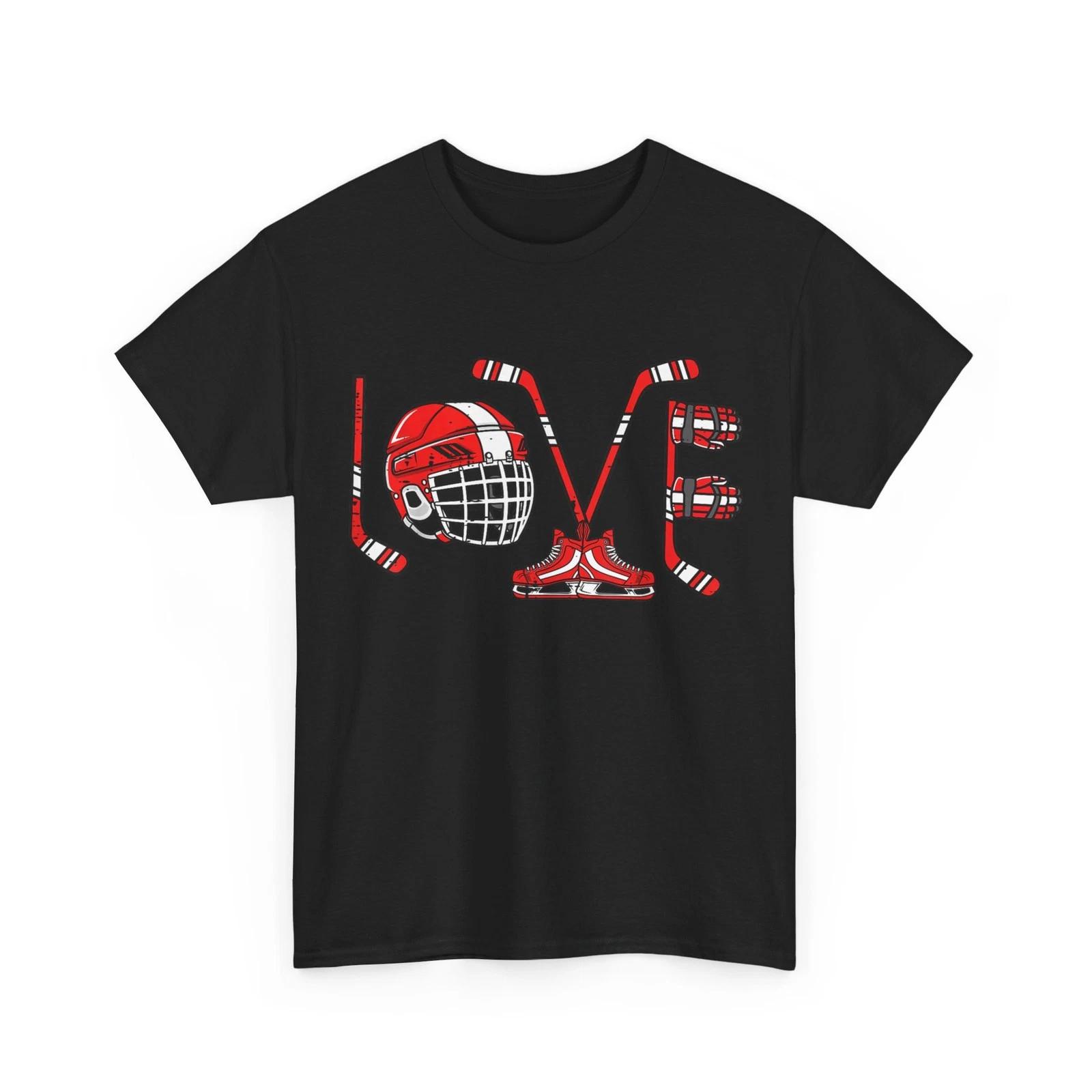 Valentines Day Shirt, Love Ice Hockey Valentines Day Women Men T-Shirt 2XL