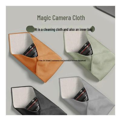 Pleated Self-Adhesive Camera Lens Bag with Protective Inner Lining for Mirrorless Cameras