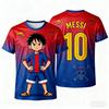 One Piece Luffy Messi Football Jersey, Anime Printed Quick Dry Short Sleeve T-Shirt For Sports Fans Casual Street Daily Wear