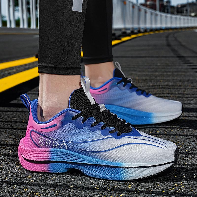 Running shoes men's spring new racing shoes non-slip and wear-resistant soft-soled breathable sports shoes student practical training shoes