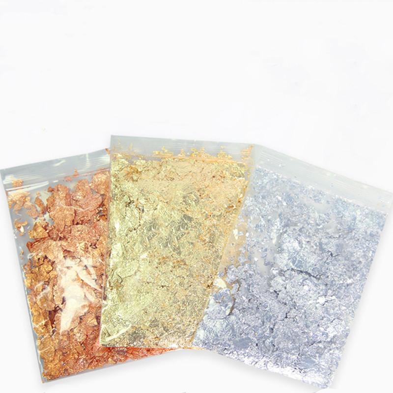 3g Imitation Gold Sliver Copper Foil Sequins Glitters Craft Leaf Flake Sheets Bulk Foil Paper For Gilding DIY Nail Art Decor