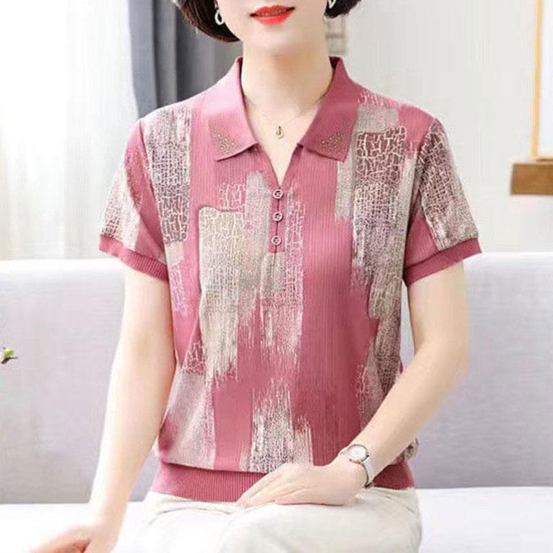 Stylish Printed Shirt Summer New Loose Short Sleeve Casual Turn-down Collar Chic Button Female Clothing Commute All-match Blouse