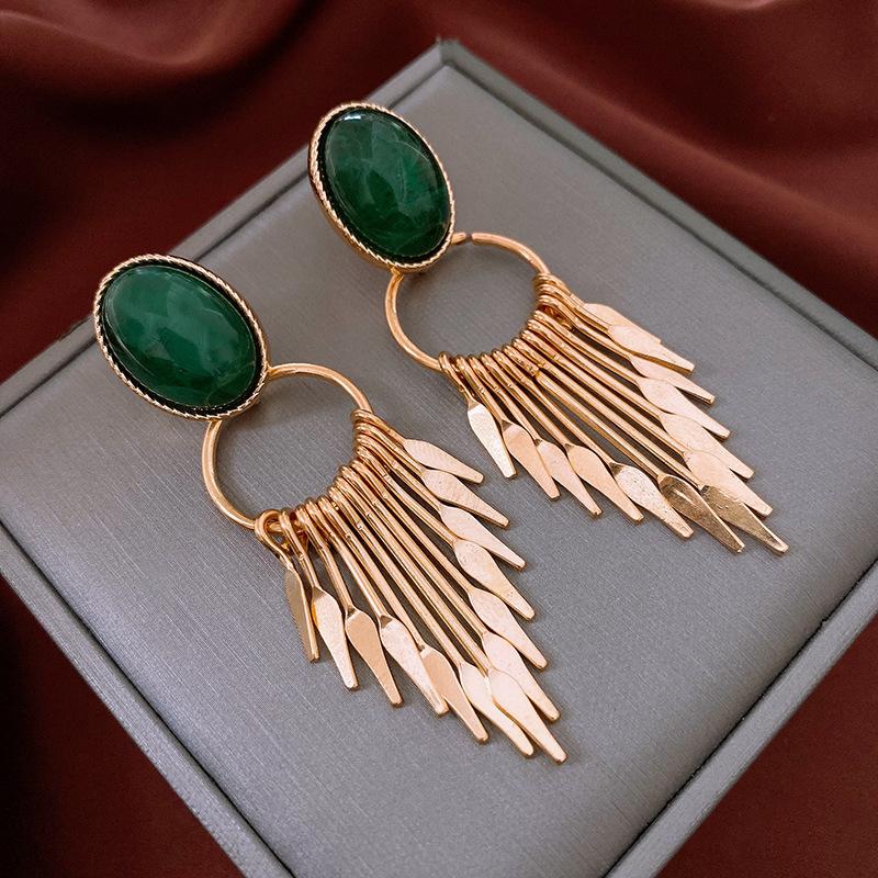 European and American Silver Needle Zircon Fringed Earrings Light Luxury High-end Atmospheric Earrings Niche Earrings Women