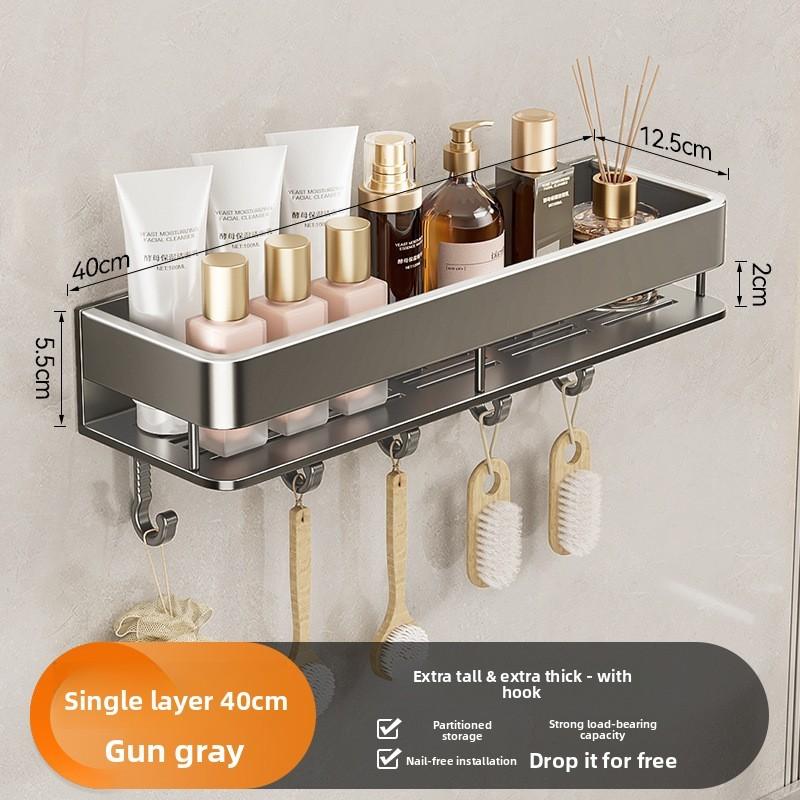 Modernes minimalistisches Badezimmer-Aufbewahrungsregal mit Haken und zwei Ebenen für den Heimgebrauch