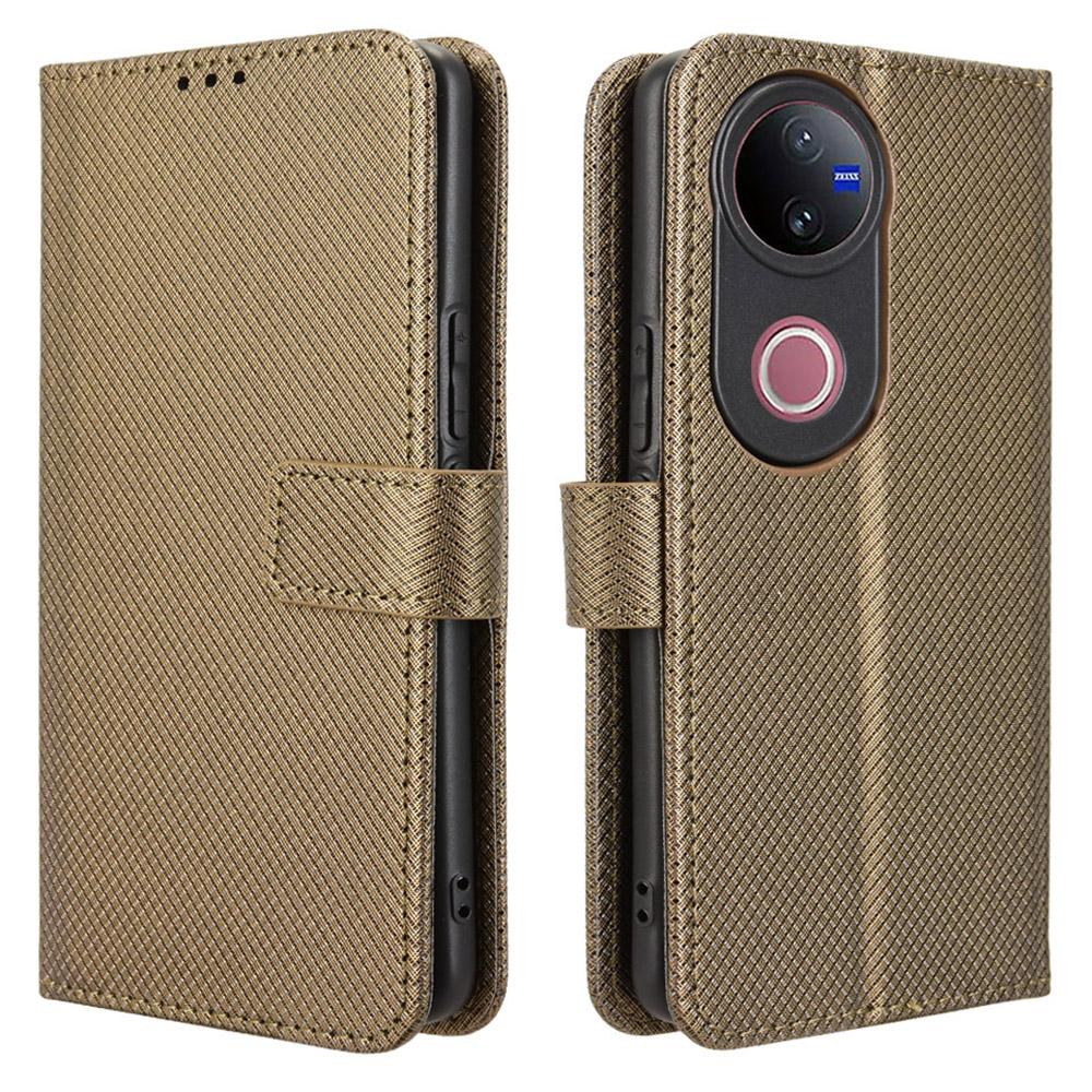 

Для vivo V50 5G Чохол з PU шкіри з ромбовидною текстурою, гаманець, чохол для телефону D