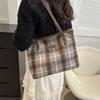 Fashionable Winter Woolen Plaid Tote Bag 2023 Stylish Casual Shoulder Handbag Soft Texture