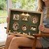 DIY Mini Museum Silhouette Box with Light Family Memory Photo Display Case Kit with 6 Gold Mini Frames 4 Miniature Cats 2 Potted Plants for Cat Lovers