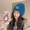 Letter Wool Hat Korean Version Versatile Knit Hat for Women Fashion Autumn and Winter Warm Face Showing Small Ear Protection Cold Hat Trendy