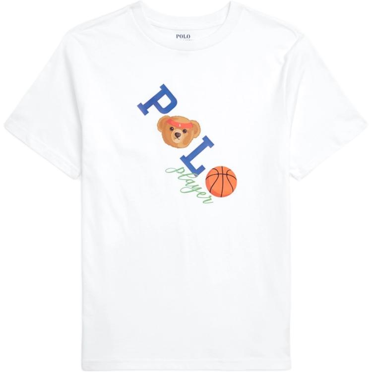 

Футболка Polo Ralph Lauren Весна-Лето 2024 с принтом Медведь и буквами, с круглым вырезом, повседневная, с коротким рукавом, детские топы, Белый CWPOTSHY8020385-100 L