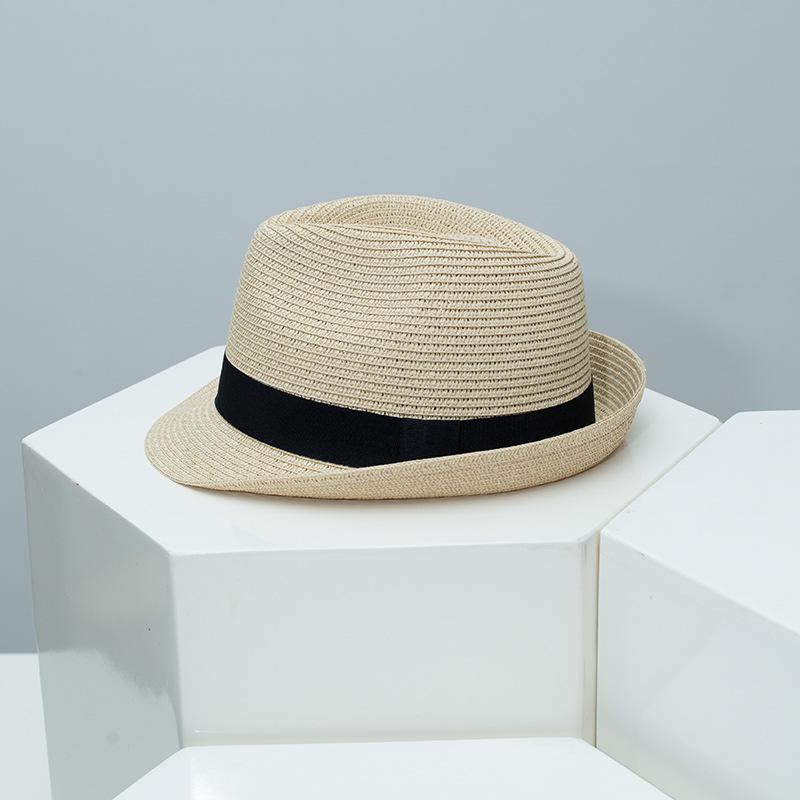Spring Summer New Fedora Hat for Men Women, British Style Jazz Cap, Outdoor Travel Sun Protection Straw Hat