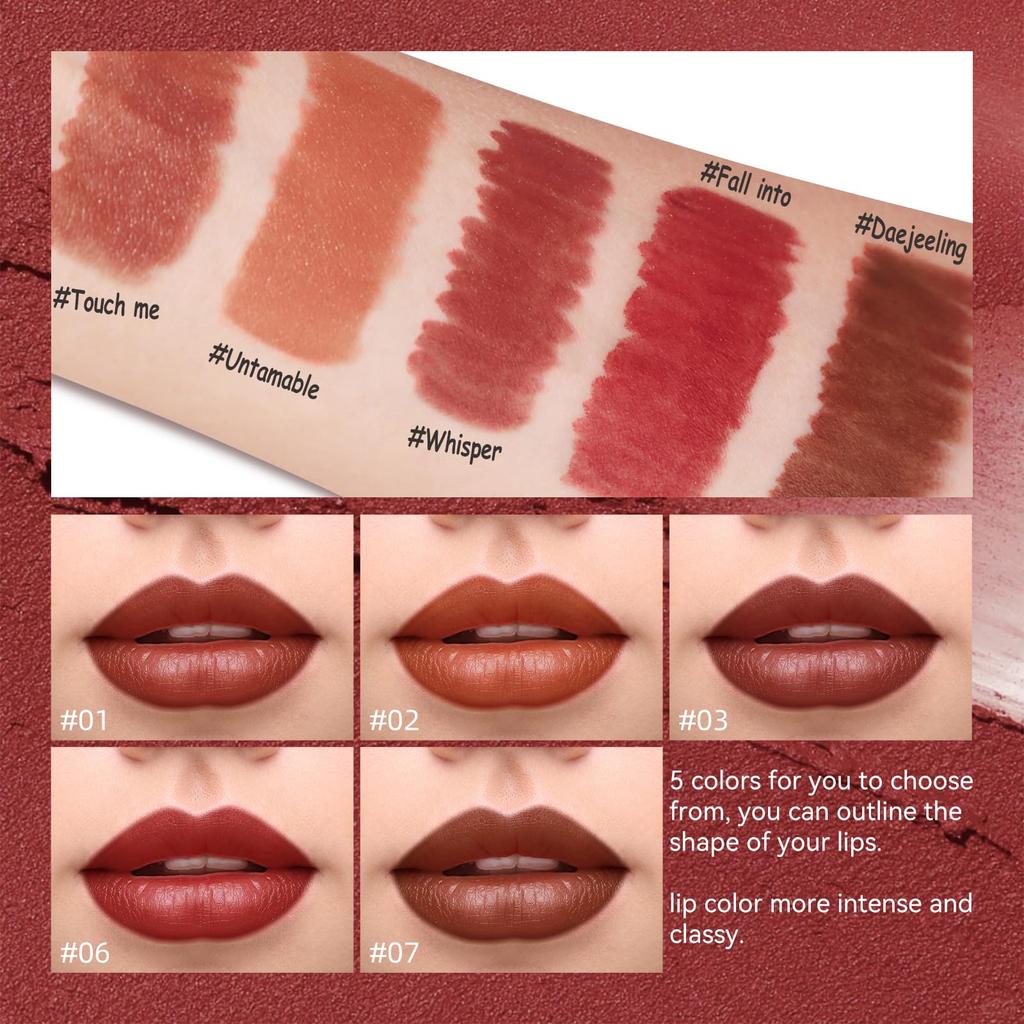 KISSIO Lip Liner, Creamy Lip Pencil, Long-lasting Lip Liner, with Sharpener, Matte Finish, Smooth and Soft, Non-drying, Easy To Use, Cruelty-free,