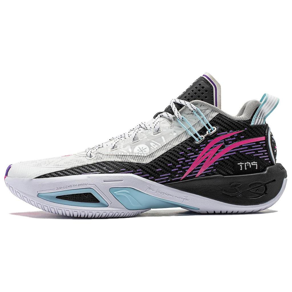 Li Ning Comfortable Shock Absorbing Breathable Low Top Basketball Shoes Men sneaker Black White ABPU003-5
