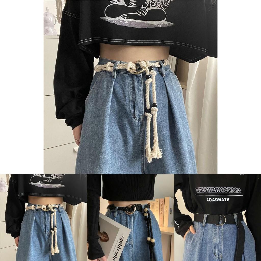 Bohemian Woven Fashionable Rope Belt For Women Durable Double Ring Buckle Perfect For Everyday Wear