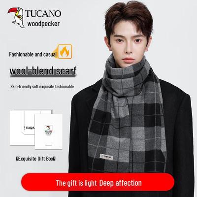 Men's Autumn/Winter Plaid & Striped Scarf