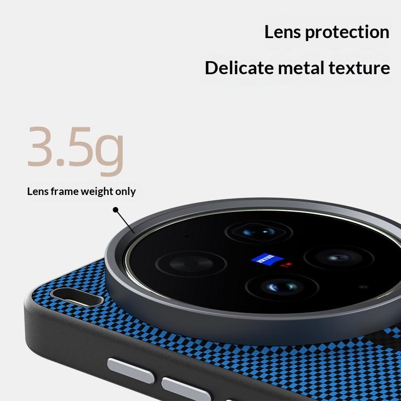 Carbon Fiber Pattern Phone Case for Vivo X300 Ultra X300s X200 Pro Mini X200 Alloy Lens Frame Magnetic Wireless Charging Cover
