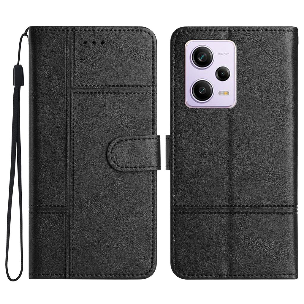 Für Xiaomi Redmi Note 12 Pro 5G/Note 12 Pro Speed 5G/Poco X5 Pro 5G Leder-Brieftasche Hülle Liniengeprägte Rindsledertextur Ständer Handyhülle