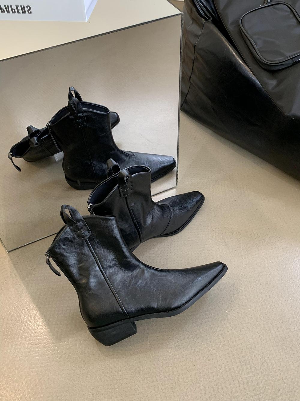 

fashion Round Toe Women Ankle Boots Chelsea Botas Flat Mid Heels Black Brown Dress Shoes 2024 New Arrivals Party Winter Boots Woman 39 7.5 чорний