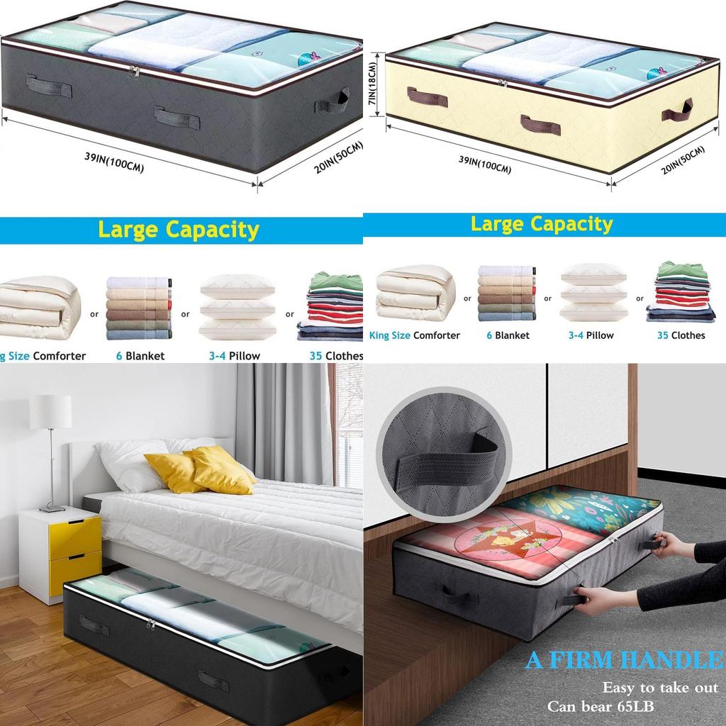 Bed Under Storage Bag With Dual Zippers For Bedroom Organizing And Protection