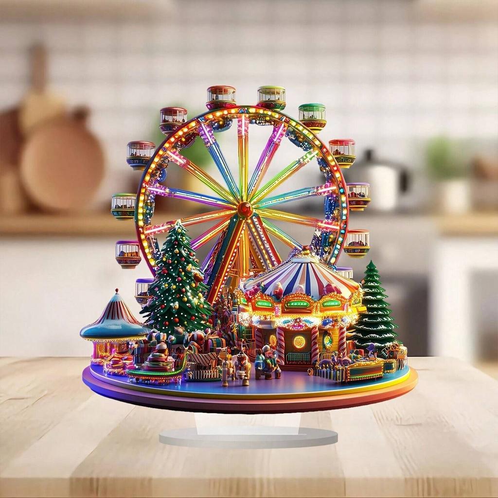 3mm Thick Acrylic Ferris Wheel Decoration Wall Hanging Ornament for Home Desktop Party Wedding Festive Decor