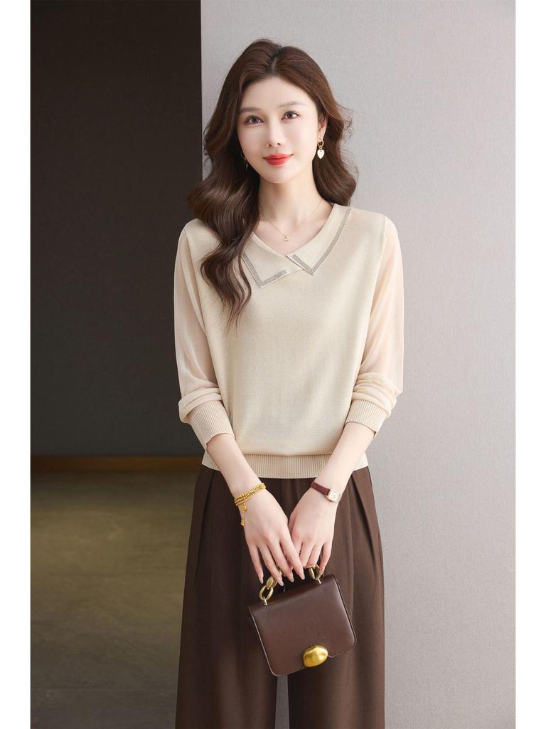 Damski wełniany kardigan premium: Sweter z długim rękawem, z kołnierzem typu kent, uniwersalny na wiosnę/jesień