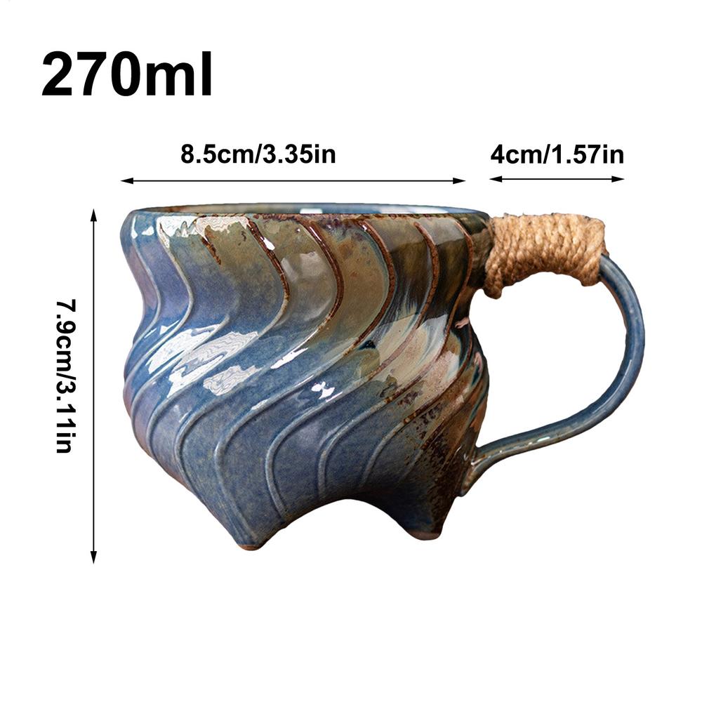 Ceramic Tea Cup 270ml Irregular Coffee Water Cup Large Capacity Retro Coffee Water Cup For Latte Tea Espresso Cappuccino