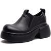 Fashion Spring Autumn British Big Head Genuine Leather Shoes for Women Thick Soled Platform Shoe Retro Height Increasing Women's Shoes