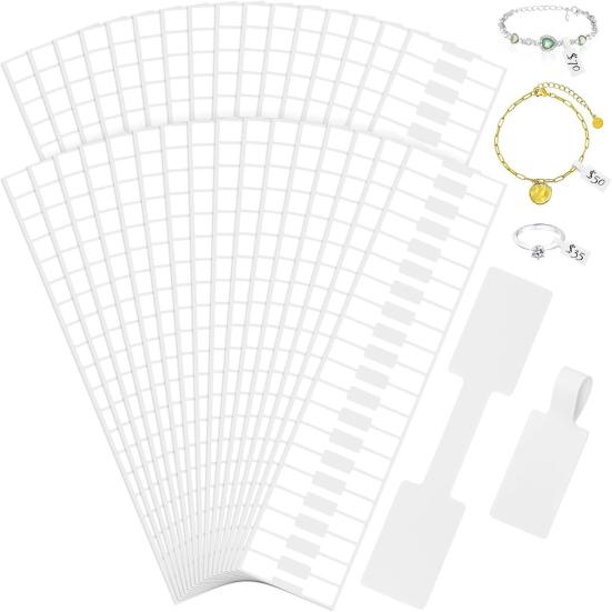 1000 Bucăți Etichete Bijuterii Autoadezive Dreptunghiulare Etichete Inel Etichete Autocolante Rezistente la Rupere pentru Colier Cercei Brățară Preț Identificare