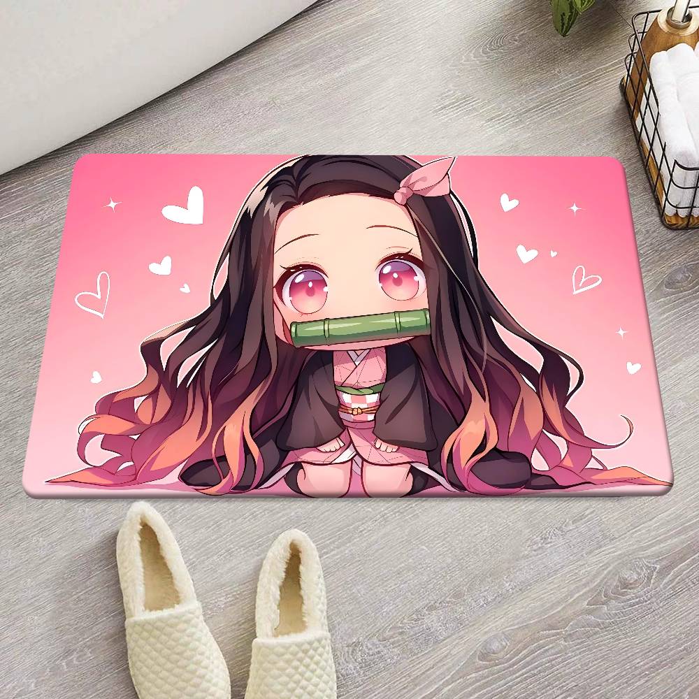 1PC Anime Charater Nezuko Door Mat Washable Non-Slip Living Room Sofa Chairs Area Mat Kitchen Doormat Area Rug