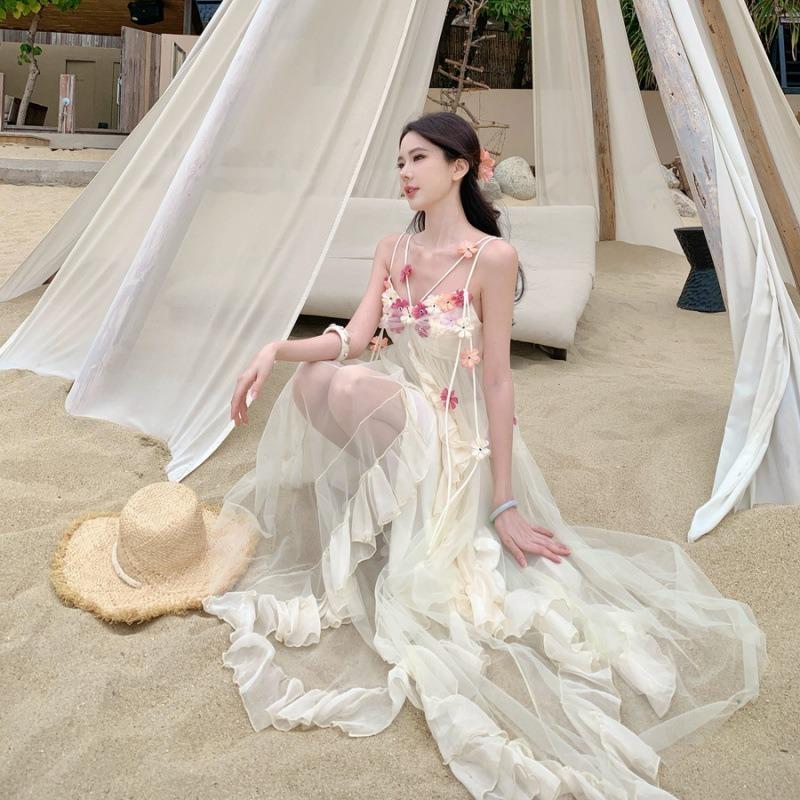 Seaside Wear Sexy Backless Suspender Skirt Design Good-looking Irregular Dress Summer