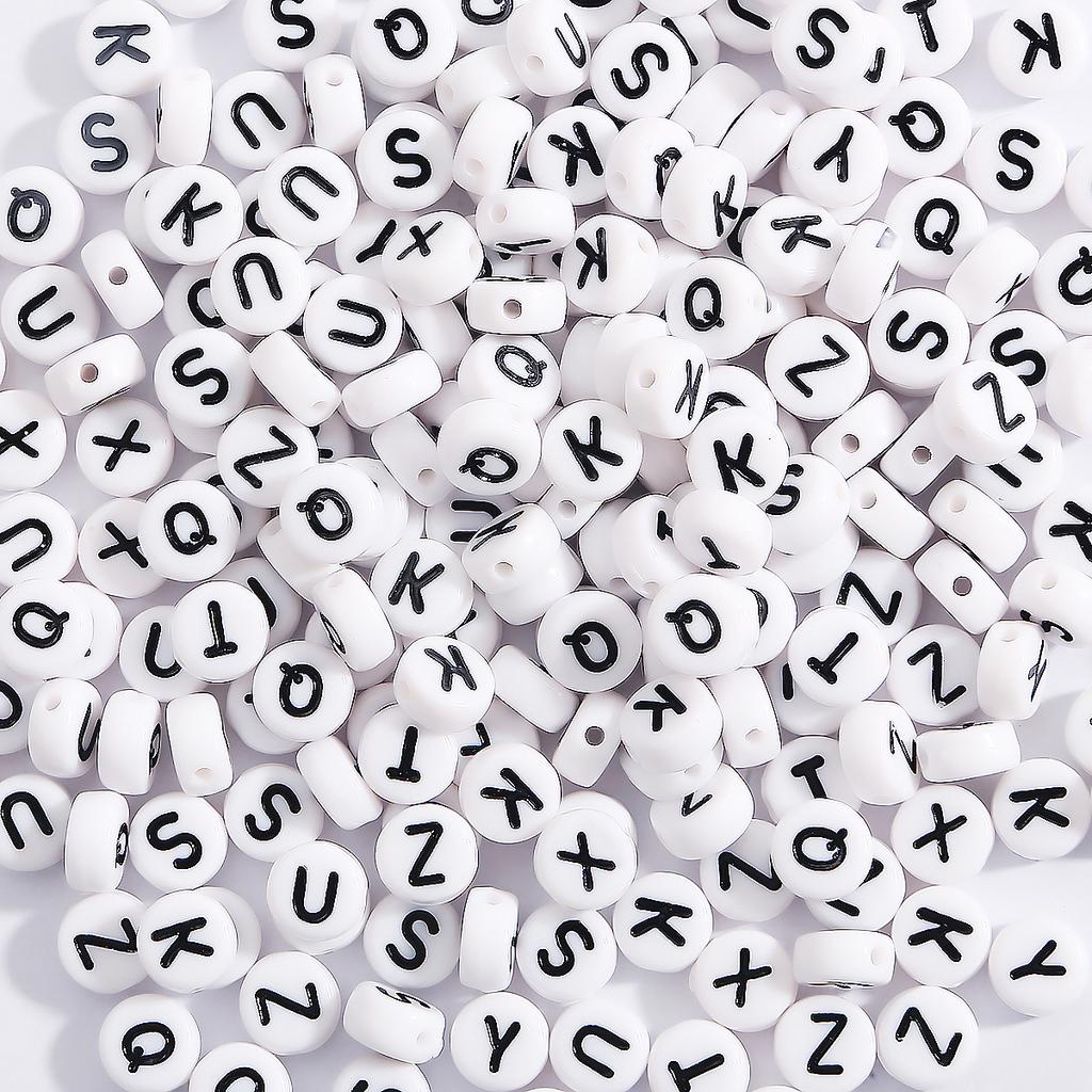 100Pcs Letter Beads Round Letter Alphabet Beads Acrylic Beads DIY Jewelry Making Bracelet Necklace Accessories