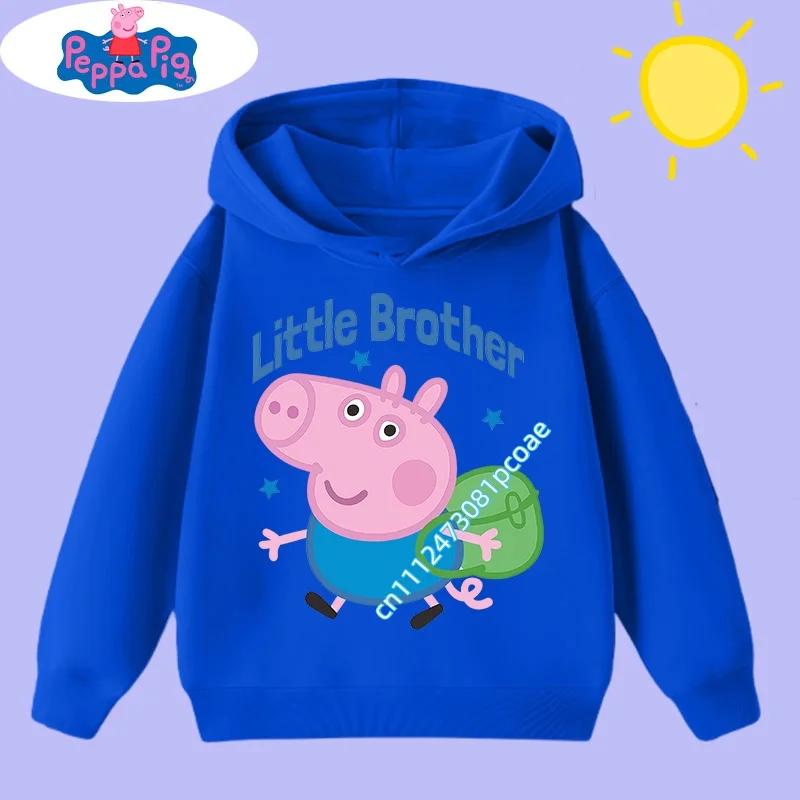 new children's clothing Children's hooded sweatshirt with Peppa Pig cartoon print - Boys' sports shirt for girls, casual top