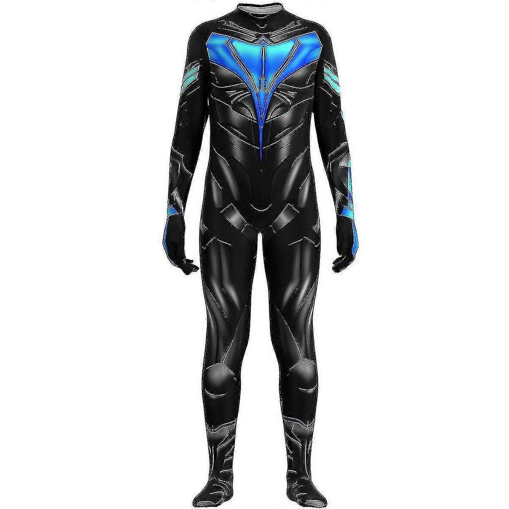 Nightwing Black Men Suit Tights Costumes Halloween Uniform Jumpsuit For Kids And Adlut