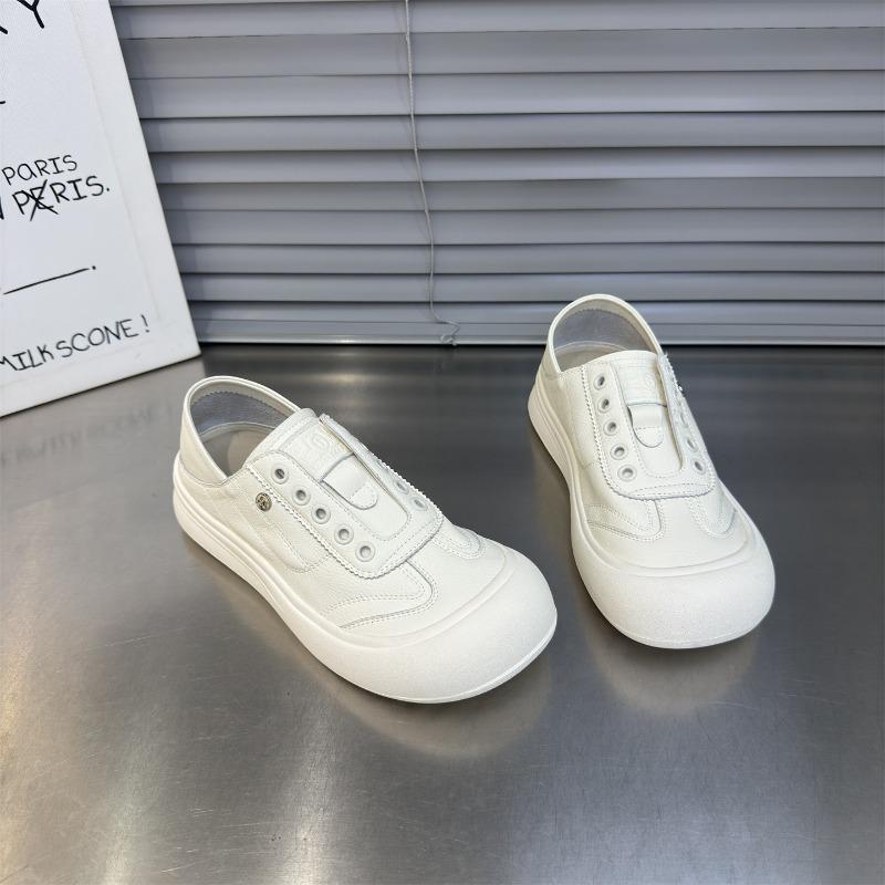 Platform White Shoes Women's New Fashionable Versatile Lazy People Wear Casual Sports Shoes with One Pedal and Two