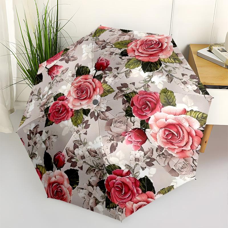 Floral Roses Vintage Outdoor Automatic Umbrella with 8-Rib Lightweight All-Season Use Fashion Lovers Perfect Gift for Women/Men