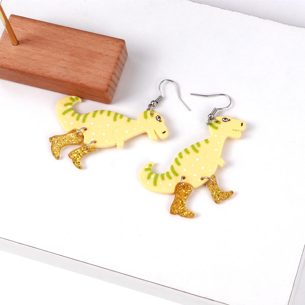 Cute Cartoon Dinosaur with Boots Acrylic Drop Earrings for Women Funny Tyrannosaurus In High Heels Dangle Earring 2026 Jewelry