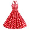 Retro Hepburn Style Polka Dot Wide Hem Dress