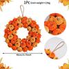 Autumn Pumpkin Wreath Fall Simulated Pumpkin Wreath Artificial Wreath Wall Window Party Decoration for Halloween Christmas