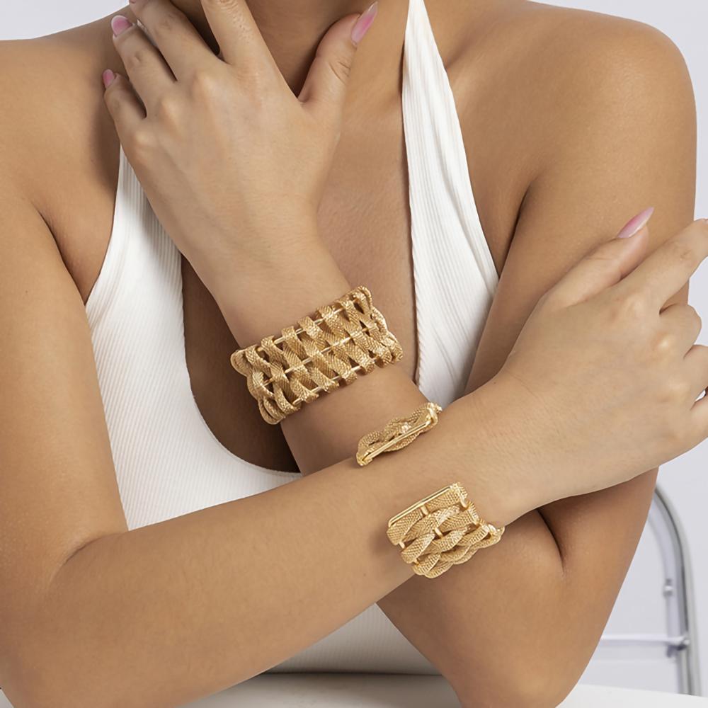 IngeSight.Z 6 Stili Esagerati Traforati Polsini Larghi Braccialetti Aperti per Donne Punk Grande Fiore & Foglie Braccialetto da Polso Gioielli