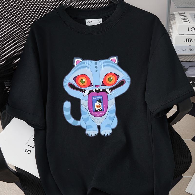 Kpop Korean Wave Witch Hunt Tiger Printed T-shirt Top Round Neck Short Sleeve 5980
