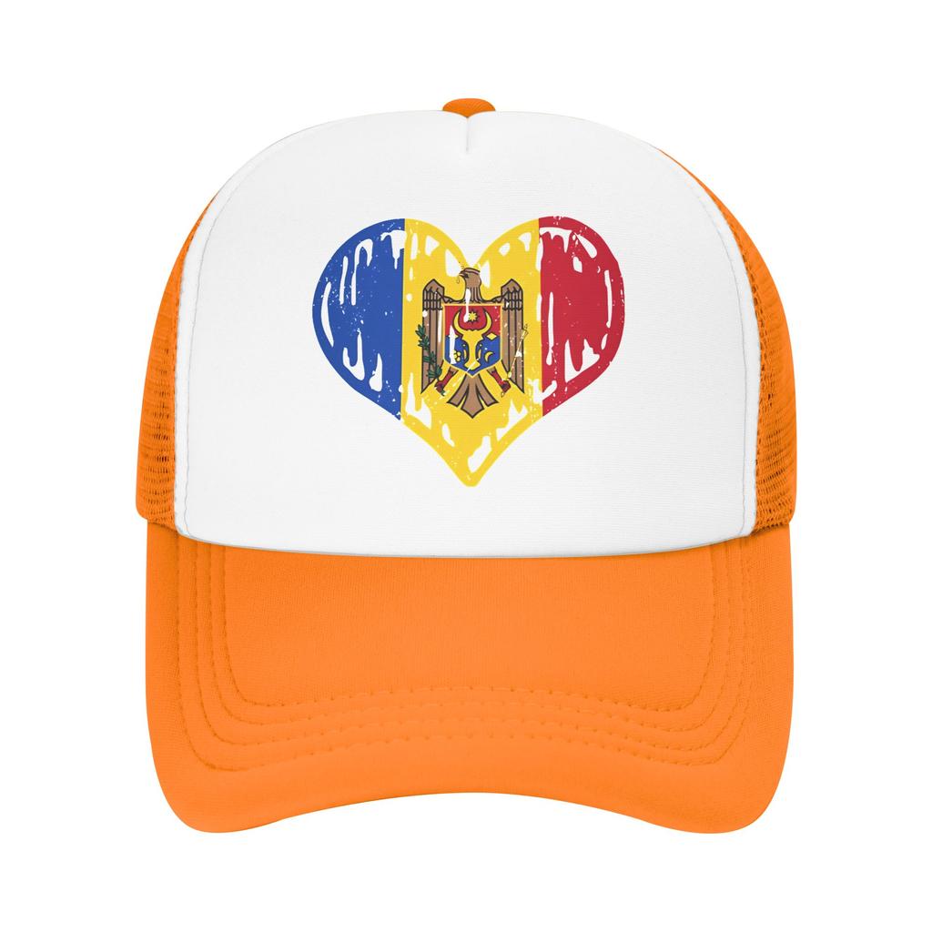 Moldova Flag Heart Love  Casual Baseball Cap  Hiking Fishing Sun Hats Spring High Quality Female Male y2k Cool Snapback Cap