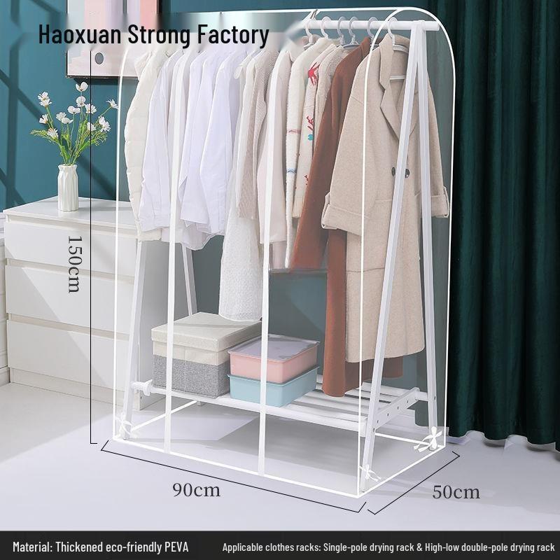 Porte-vêtements sur pied étanche à la poussière avec housse transparente et sac à vêtements