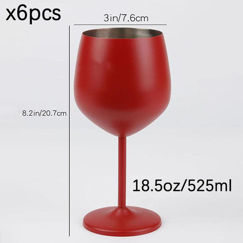 6pcs Stainless Steel Wine Glass,Champagne Glass, Whiskey Glass, Creative Metal Goblet Red Wine Glass, Barrel-Type Drop-Resistant