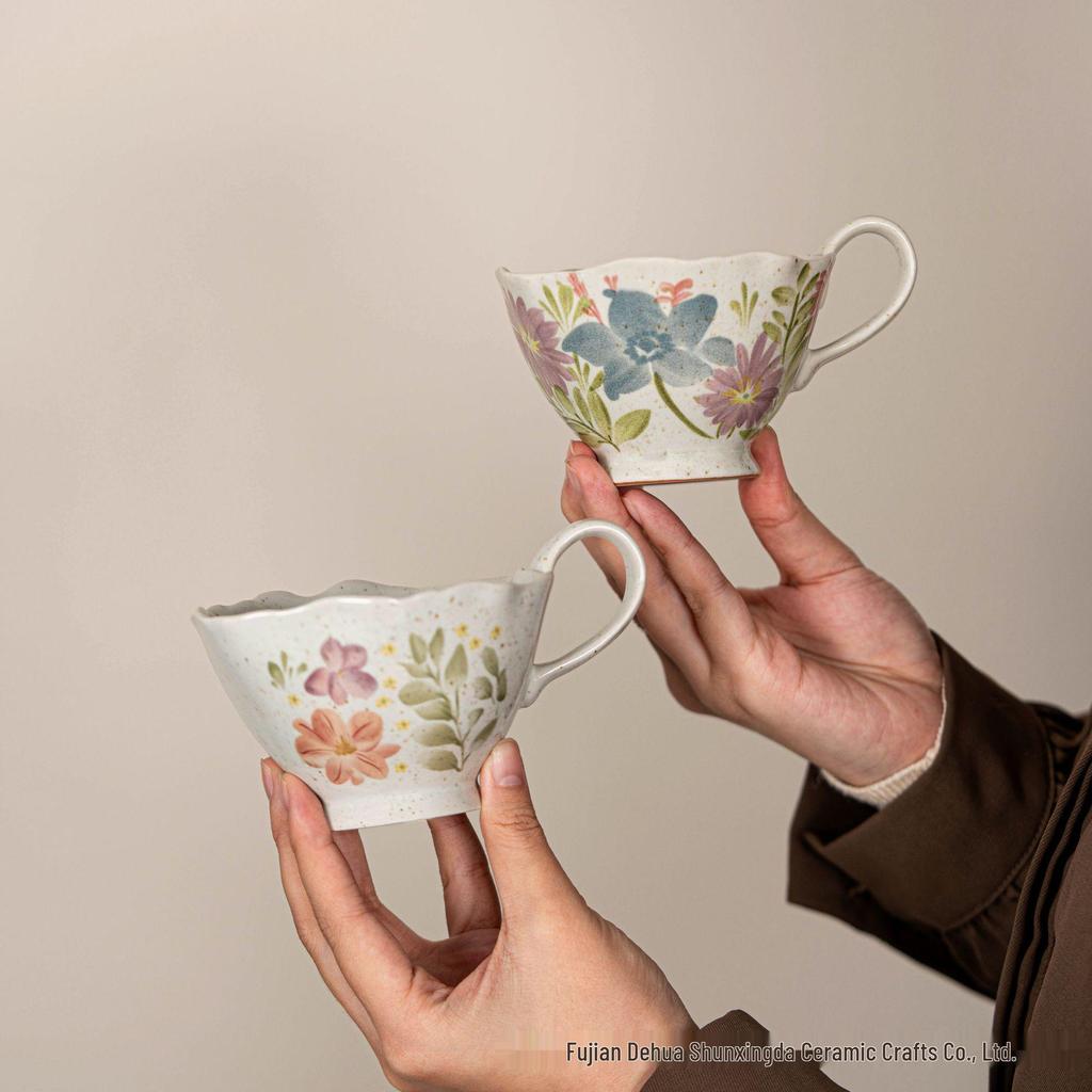 Exquisite Retro Floral Coffee Cup & Saucer Set for Office or Home