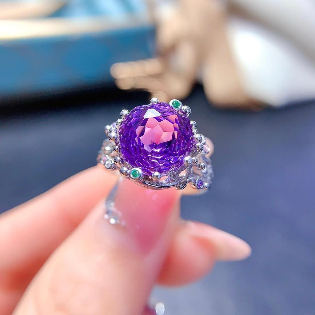 High Quality S925 Best-selling Natural Amethyst Ring High Clarity and Excellent Color Gem Rings Jewelry for Women Jewelry Gift