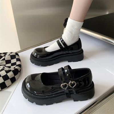 Modne Damskie Buty Mary Jane na Grubym Obcasie nowe Klamra w kształcie Serca Okrągły Nosek Buty Lolita Damskie Studenckie Styl Akademicki Buty do Mundurka JK
