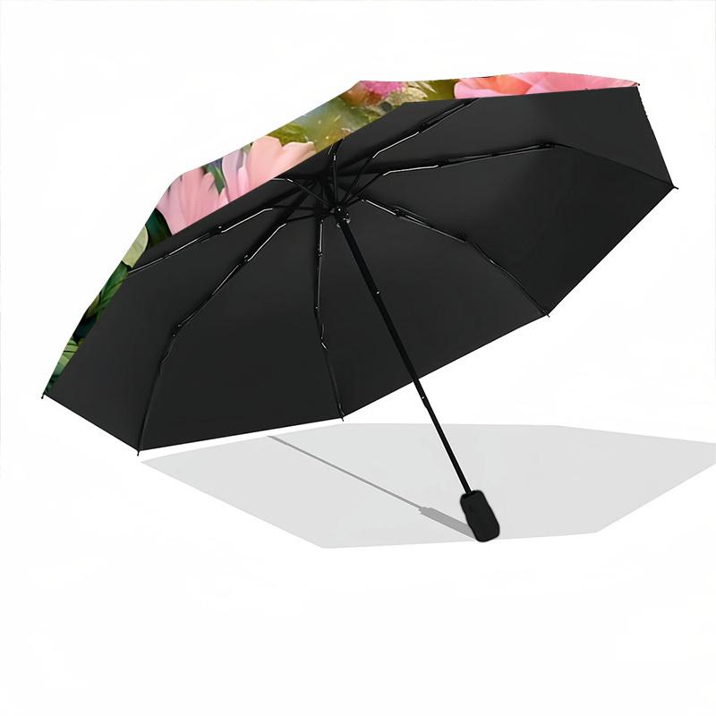 1pc Pastoral Landscape Automatic Open/Close Umbrella - Portable Collapsible Umbrella with 8-Rib Stability, Fashion Lovers Yy251017198