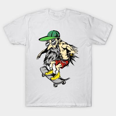 T Shirt Women Grandpa On Skateboard Harajuku Print Kawaii Tshirt Summer Short Sleeve Female T-Shirt Top Tee