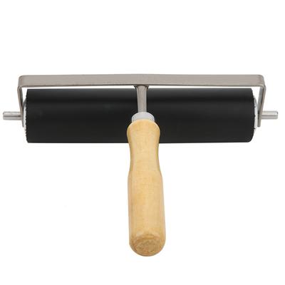 Gumowy wałek drukarski z odłączaną drewnianą rączką, narzędzia do drukowania, dł. 15 cm