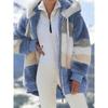 Women's Fall Winter Long Sleeve Zipper Loose Plus Size Plush Hooded Jacket